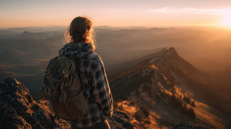 Young woman walking to experience a spiritual awakening in Taos.