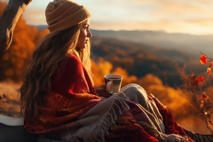 Young woman, cozy in a Navajo blanket, embraces the energy and vibe of Taos. Young woman, cozy in a Navajo blanket, embraces the energy and vibe of Taos.
