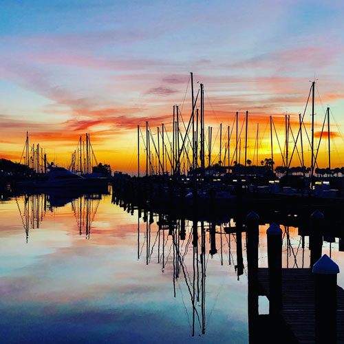 Sunrise in Municipal Marina on Christmas morning in St Pete FL.