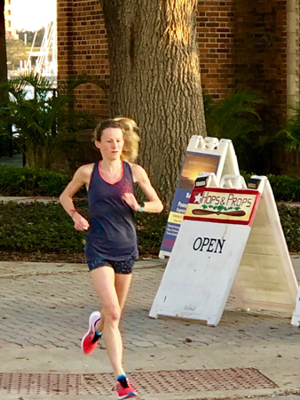 Sprinting on Christmas morning in downtown St Petersburg Florida.