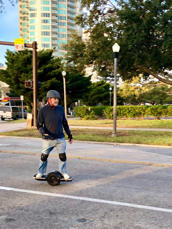 Riding a $1200 SkootRider  on Christmas morning in St Petersburg FL.