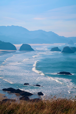 Sunrise over Cannon Beach. Seen from the overlook at Ecola State Park.