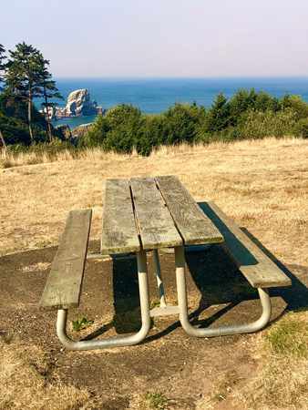 Picnic Table at Ecola State park.