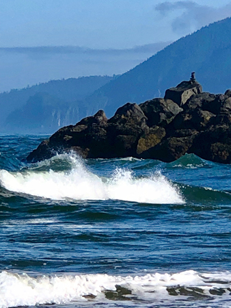 Looking north from Manhattan Beach State park, you can see the south Jetty of the Nehalem River.