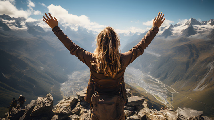 Living the Taos spiritual lifestyle by giving thanks with arms outstretched in the morning.