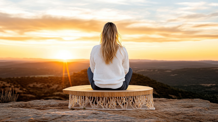 Young lady overlooks the healing sanctuary of Taos New Mexico.