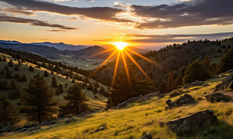 Sunrise over the Sangre de Cristo mountains near Taos highlights the healing power of nature therapy in this energy-rich area.