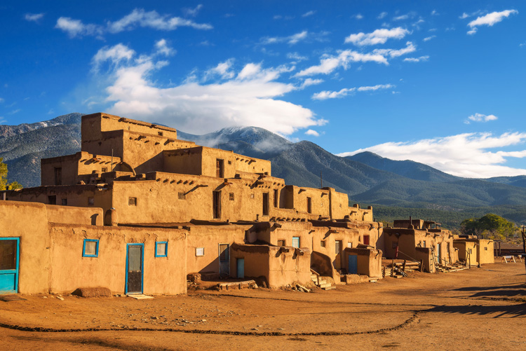 The Taos Pueblo ancient buildings.