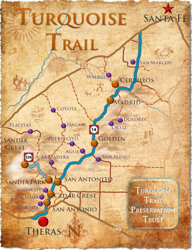 Madrid is located on The Turquoise Trail.