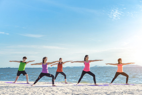 One of the benefits of the beach is it is so conducive to group exercise.