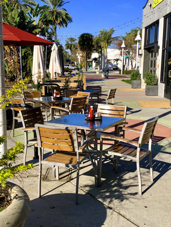 Outdoor seating at the Genaro Cafe on Central Avenue in downtown St Pete FL.
