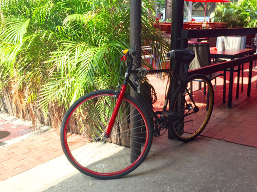 A lot of people ride bikes to breakfast in downtown St Pete.