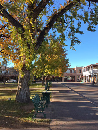 Just after sunrise on Santa Fe Plaza, NM.