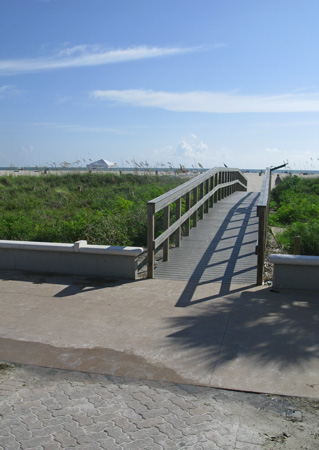 Sand dune walkove located at the start of the Treasure Island Beach Trail near Gulf Front Park.